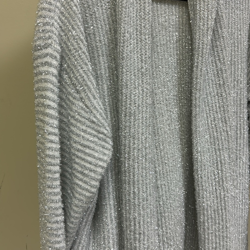 Plus Size Ruby Rd. Silver Metallic Sweater - image 2